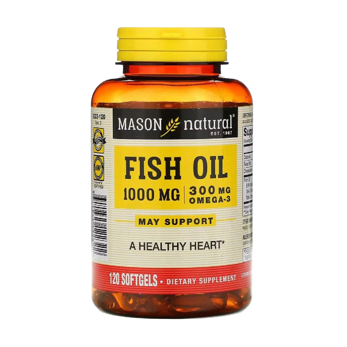 Риб'ячий жир з Омега-3 Mason Natural Omega-3 Fish Oil 1000 мг, 120 капсул